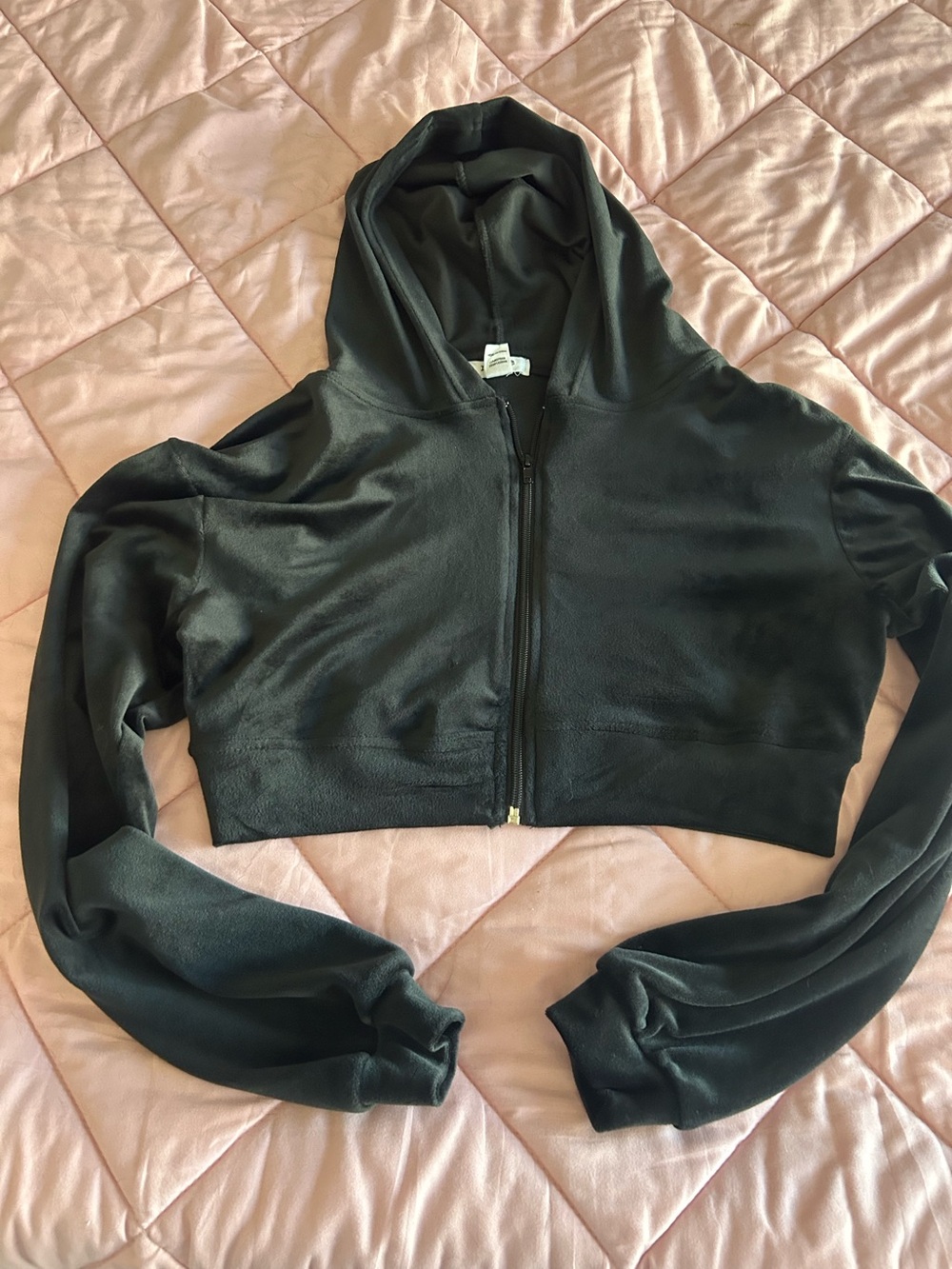 refuge Black Cropped Zip Hoodie